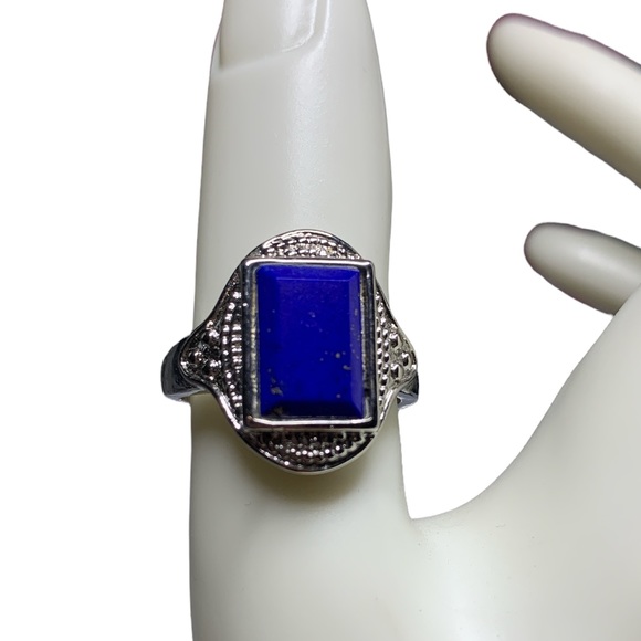 ✨Beautiful Lapis Adjustable .925 Sterling Silver Ring - Picture 3 of 3